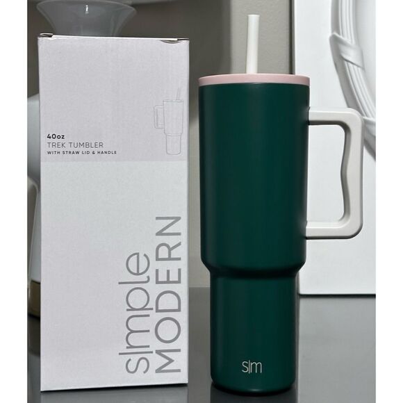 Simple Modern Trek 40oz Tumbler with Handle and Straw Lid, WOODLAND ROSE - Picture 1 of 6